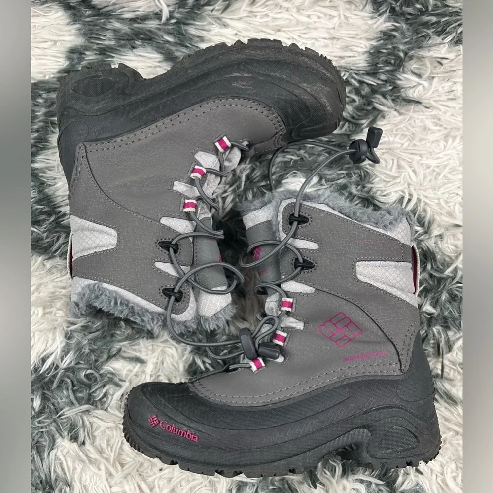 Columbia Kids Girls Gray Insulated Lind Snow Boots Waterproof Faux Fur Size 4